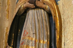 Santo Obispo decapitado con la cabeza en las manos catedral de Jerez de la Frontera Cádiz autor Manuel Ramallo